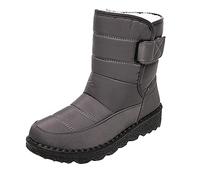 ARtray Fell Women's Fleece Thickened Warm Cotton Shoes Flat Non-Slip Waterproof Snow Boots Made of Chain, F Grey, 9 UK