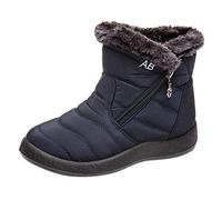 ARtray Fell Women's Fleece Thickened Warm Cotton Shoes Flat Non-Slip Waterproof Snow Boots Made of Chain, C Blue, 8 UK