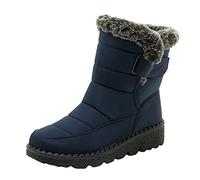ARtray Fell Women's Fleece Thickened Warm Cotton Shoes Flat Non-Slip Waterproof Snow Boots Made of Chain, B Blue, 7 UK
