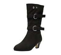 ARtray Heels For Women Sexy, Ladies Belt Buckle Platform Boots, Fashion Round Toe Stiletto Heel Ankle Boots For Women, Cowboy Cowgirl Boots, Riding Leather Fashion Boots, Christmas Gifts