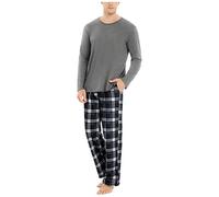 ARTRAY home essentials Mens Four Seasons Fashionable Loose causual Soft And Comfortable Home Solid Color Shirt plaid printed Pants Pajama Set Home Service Two Piece Set for good sleeping Dark Gray