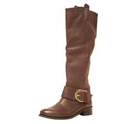 ARtray Knee High Boots Women's Low Heel Riding Boots Retro Buckle Belt Western Boots Women Casual Smart Party Shoes Boots Round Toe Elegant Platform Boots Ankle Boots Women Sexy, brown, 4 UK