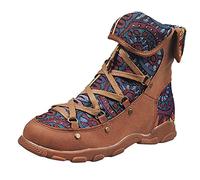 ARTRAY Lace Up Ankle Boots For Women Bohemian Printed Women'S Short Boots Womens Warm Anti-Slip Ankle Boots Motorbike Boots Younger-Looking Fashionable Colorful Comfy Shoes For Women