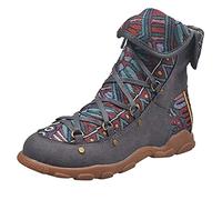 ARTRAY Lace Up Ankle Boots For Women Bohemian Printed Women'S Short Boots Womens Warm Anti-Slip Ankle Boots Motorbike Boots Younger-Looking Fashionable Colorful Comfy Shoes For Women