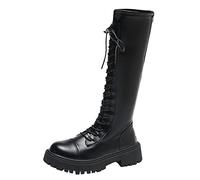 ARtray Lace-up boots, women's platform boots, non-slip winter boots, fashion, simplicity, high boots, soft, thick sole, comfortable casual boots, retro versatile biker boots, minimalist, black, 6 UK
