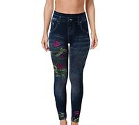 ARtray Leopard Leggings Short Women Jeans Plus Size Faux Denim Floral Pants Sexy Stretchy Thin Leggings Yoga Pants Leggings Sports Trousers, Green, L