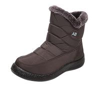 ARtray Lined Women's Short Warm Boots Made of Nylon Snow Cotton Winter Waterproof Women's Boots Baby Waterproof Girls, 5 Brown, 6 UK