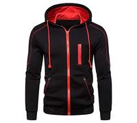 ARtray Men's Black Long Sleeve Sweatshirt Autumn Winter Hooded Sweatshirt Zipper Outwear Tops Blouse Tracksuit Jacket Boy, Black, 3XL