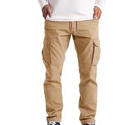 ARtray Men's Cargo Trousers, Long, Cargo Trousers, Men's Stretch, Baggy Plain Jogging Bottoms, Elastic Drawstring Chino Trousers with Pockets, Outdoor Sports Trousers, Casual Trousers, Regular Fit