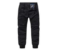 ARtray Men's Cargo Work Trousers, Casual Tracksuit Bottoms, Elastic Waist Drawstring Pants, Mens Cosy Gym Joggers Sweatpants, Plus Size Solid Color Training Pant, Loose Fit Multi Pockets Black