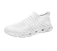 ARtray Men's closure shoes 2022 men's hollow bow tie woven lightweight breathable comfortable decompression fashion beautiful men's sports running shoes blue shoes, white, 10.5 UK