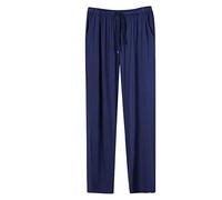 ARTRAY Mens Cotton Pajama Pants Solid Color Home Pants Lounge Sweatpants Comfortable Elastic Waist Drawstring Pants Breathable and Light Straight Leg Home Office Good for Sleeping Navy