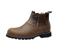 ARtray Men's Dress Shoes Chelsea Boots Classic Business Leather Shoes Slip-On Driving Business Shoes Comfy Walking School Wedding Shoes Fashion Retro Solid Color High-Top Outdoor Short Boots