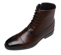 ARtray Men's Lace-Ups Shoes, Driving Shoes Men, Fashion High Top Ankle Boots, Brogues Leather Shoes, Retro Side Zipper Walking Shoes, Classic Business Work Shoes, Comfortable Commuter Office Shoes