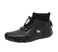ARtray Men's Platform Shoes 2022 Large Size Cross-Border Handmade Retro Stitched Comfortable Casual Shoes for Men Shoes Black 43, C Black, 10 UK