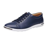 ARtray Men's Shoes 720 Fashion Big Men Lace Up Flat Toe Casual Loafers Leather Shoes La Trainer Men's Shoes 43, Blue, 10 UK