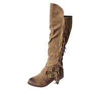 ARtray over knee boots women barefoot shoes winter fashion retro casual leisure boots smart party dance high quality block heel boots boots, khaki, 6 UK
