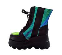 ARtray Platform Boots Women's Wedges, Lace-Up Ankle Boots, Women's Non-Slip Fashion Walking Shoes, Multicoloured Youth Short Boots, Flat Shoes with Side Zip, Christmas Gifts, black, 5 UK