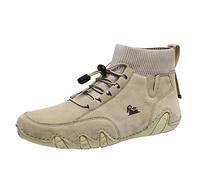 ARtray Platform Shoes Men's 2022 Large Cross-Border Handmade Retro Stitched Comfortable Casual Shoes Men's Shoes Black 43, C Khaki, 10 UK
