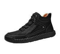 ARtray Platform Shoes Men's 2022 Large Cross-Border Handmade Retro Stitched Comfortable Casual Shoes Men's Shoes Black 43, D Black, 10 UK