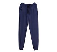 ARTRAY Plus Size Mens Cotton Soft Pajama Pants Thin Elongated Skin-Friendly Home Pants Utility & Safety Mens Casual Trousers with Pockets Men's Activewear Trousers Comfortable Drawstring Pants Navy