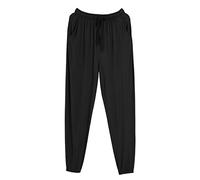 ARTRAY Plus Size Men's Cotton Soft Pajama Pants - Thin, Elongated, Skin-Friendly Home Pants with Pockets - Comfortable Drawstring Trousers - Black