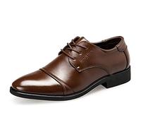 ARtray Shoes for Shoes Too Big Shoes Men Fashion Summer and Autumn Leather Shoes Men Low Heel Pointed Shoes Lace-up Solid Color Simple British Style Shoes, Brown, 13 UK