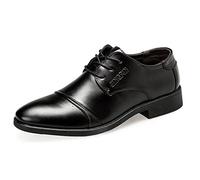 ARtray Shoes for Shoes Too Big Shoes Men Fashion Summer and Autumn Leather Shoes Men Low Heel Pointed Shoes Lace-up Solid Color Simple British Style Shoes, Black, 7 UK