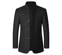 ARtray Short Coat Black Men's Autumn and Winter Casual Fashion Jacket Wool Coat Stand-Up Collar Wool Coat Wind Jacket Jumper Men's Summer, black, 4XL