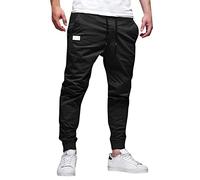 ARtray Slim Fit Work Trousers Men Solid Color Men's Sweatpants Joggers Trousers Drawstring Elastic Waist Training Pant with Pockets Tracksuit Bottoms Trousers for Men Cotton Hiking Trousers Black
