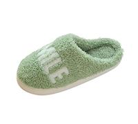 ARtray Slippers Women Men Plus Size Comfortable Slippers Fashionable Hundred Letters Slippers Beautiful Fashionable Indoor Slippers Floor Shoes Non-Slip Flat Hat Shoes Cosy Slippers Unisex, Green, 36