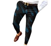 ARtray Trousers for Men Slim Fit, Skinny Stretch Chinos Trousers, Fashion Pattern Printed Party Pants, Durability and Comfort Training Pants, Expandable-Waist Straight Leg Pants, Home Office Sky Blue