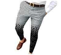ARtray Trousers for Men Slim Fit, Skinny Stretch Chinos Trousers, Fashion Pattern Printed Party Pants, Durability and Comfort Training Pants, Expandable-Waist Straight Leg Pants, Home Office Black