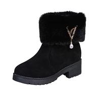 ARtray With wedge heel for women, pair models, women's medium and older high top, warm plus velvet thickening, non-slip wear, comfortable snow boots, cotton shoes, Jack women's lambskin, B Black, 8 UK