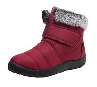 ARtray With wedge heel women couple models for medium and old women high top warm plus velvet thick non-slip to wear comfortable snow boots cotton shoes jack, A Red, 8 UK