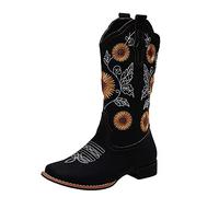 ARtray Women's Classic Ankle Boots Western Cowboy Boots Fashion Ethnic Style Platform Boots Non-Slip Ultralight Barefoot Shoes Holiday Party Boots Simplicity Versatile Casual Boots, black, 8.5 UK