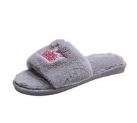 ARtray Women's Cozy Memory Foam Flip Flop Slipper, Fuzzy Open-Toes Home Slippers, Girls Fashion Crown Printed Princess Shoes, Ladies Non Slip Indoor Outdoor House Slippers, Winter Warm Comfy Slide