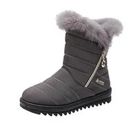 ARtray Women's Winter Boots Waterproof Velvet Lined Snow Boots Soft Thick Sole Comfortable Hiking Shoes Durable High Elasticity Barefoot Shoes Ankle Shoes with Side Zip, Grey (grey 1), 7 UK