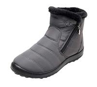 ARtray Women's Winter Boots Waterproof Warm Plush Lined Snow Boots Non-Slip Platform Winter Shoes Fashion Side Zip Short Shaft Boots Low Heel Comfortable Trekking Shoes, gray, 6 UK