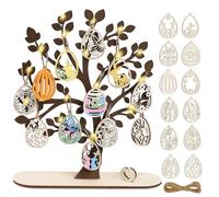 ARTREE Easter Tree with Lights, Wooden Pendant Easter for Painting, Easter Crafts Children, DIY Easter Egg Decoration, Wooden Easter Decoration, Gift for Children, Adults
