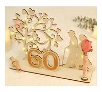 ARTREE Wooden Money Gift 60 Years of Marriage - Diamond Wedding Decoration with Heart Tree & LED - 60th Wedding Anniversary Gift Idea