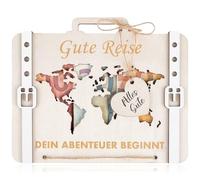 ARTREE Wooden Money Gift Travel - Creative Money Gift Packaging in Suitcase Design with World Map, Farewell Gift for Holidays, Foreign Trips, Work & Travel, Travel Voucher Packaging