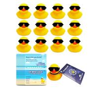 Artreeiger 12 Cruise Duck Tags Set Includes 12 Cruise Rubber Ducks with Sunglasses for Cruise Ships 12 Cruising Duck Tag Card 12 Rubber Bands for Hiding Carnival Cruise Ducking Game Party
