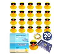 Artreeiger Cruise Duck Tags Set Includes 20 Cruise Rubber Ducks for Cruise Ships 20 Sunglasses 20 Cruising Duck Tag Card 20 Rubber Bands for Hiding Carnival Cruise Ducking Game Party