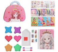 Arts and Craft Kits for Kids, Make Up on Paper DIY Girls Toys Kit, Princess Sticker Art Kit with Diamond Painting Princess Dress Up Set, for Girls Age 4-14
