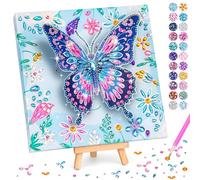 Arts and Crafts for Kids Age 6 7 8 9 10, Diamond Painting Art for Kids, Gifts for 8 9 10 Year Old Girls DIY 3D Butterfly with Wooden Canvas Creative Birthday Presents Toy for 5-12 Girl Home Decorate