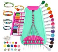 Arts and Crafts for Kids Ages 8-12,Friendship Bracelet Making Kit for Girl,Kids Jewelry Making Kit with 28 Pre-Cut Threads,Christmas Birthday Gifts for Ages 6 7 8 9 10 11 12 Year Old (Green/Rose)