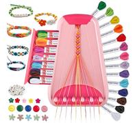 Arts and Crafts for Kids Ages 8-12,Friendship Bracelet Making Kit for Girl,Kids Jewelry Making Kit with 28 Pre-Cut Threads,Christmas Birthday Gifts for Ages 6 7 8 9 10 11 12 Year Old (Pink/Red)