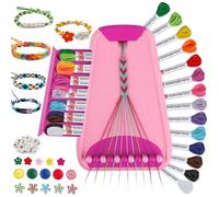Arts and Crafts for Kids Ages 8-12,Friendship Bracelet Making Kit for Girl,Kids Jewelry Making Kit with 28 Pre-Cut Threads,Christmas Birthday Gifts for Ages 6 7 8 9 10 11 12 Year Old (Pink)
