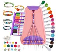 Arts and Crafts for Kids Ages 8-12,Friendship Bracelet Making Kit for Girl,Kids Jewelry Making Kit with 28 Pre-Cut Threads,Christmas Birthday Gifts for Ages 6 7 8 9 10 11 12 Year Old (Pink/Purple)